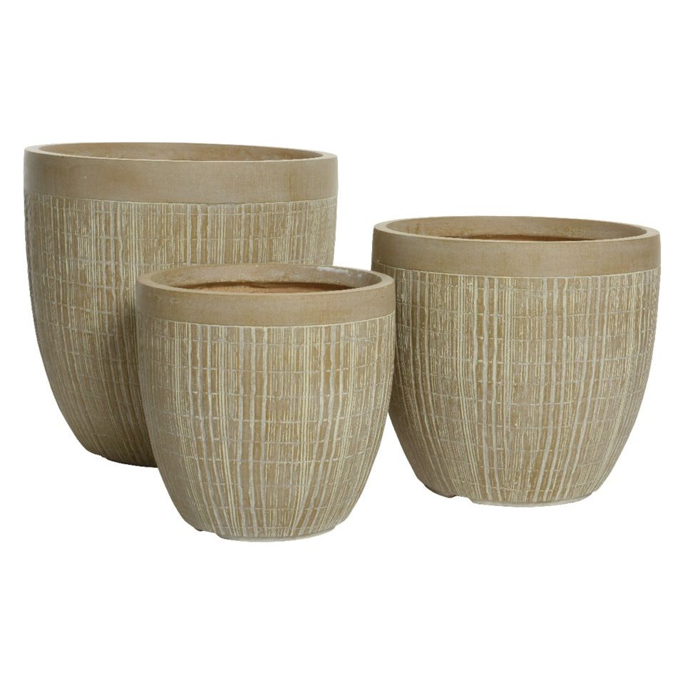 Kaemingk Bryan Round Planter Fibre Clay