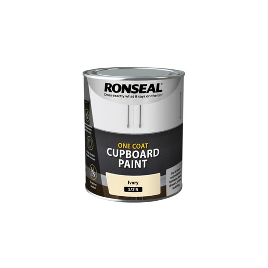Ronseal One Coat Cupboard Paint 750ml Ivory Satin