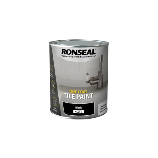 Ronseal One Coat Tile Paint 750ml Black Gloss