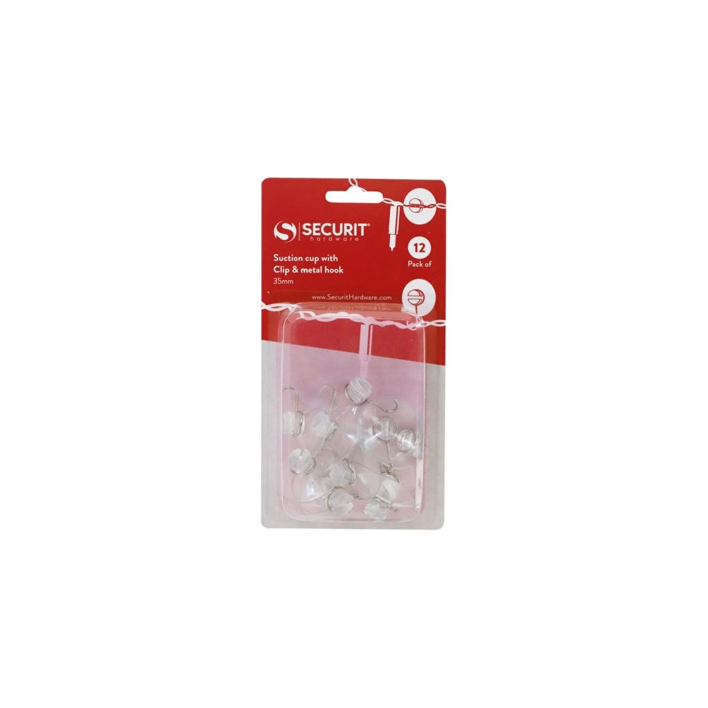 Securit Suction Cup With Clip & Metal Hook 35mm