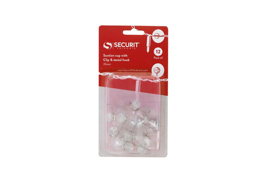 Securit Suction Cup With Clip & Metal Hook 35mm