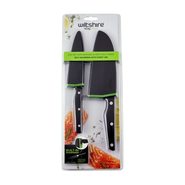 Wiltshire Staysharp Triple Rivet Duo Set Santoku et couteau utilitaire