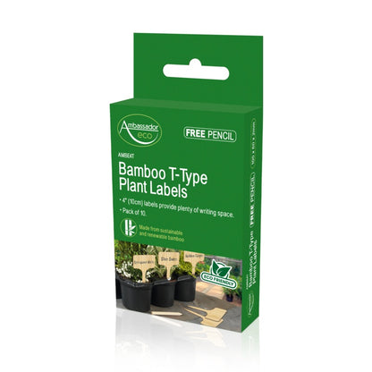 Ambassador Bamboo T Labels & Pencil 10 Piece