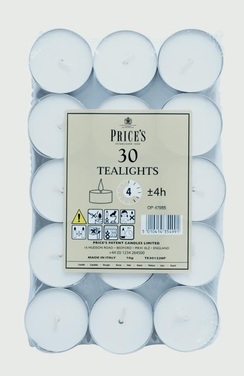 Price's Candles White Tealights Pack 30