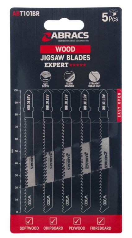 Abracs Jigsaw Blade For Wood Pack 5 100mm
