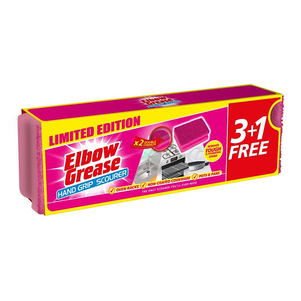 Elbow Grease Hand Grip Pink Scourer 4 Pack