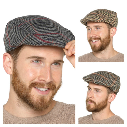 RJM Mens Checked Flat Cap