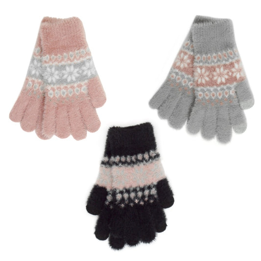 Guantes mullidos con estampado Fairisle para mujer RJM