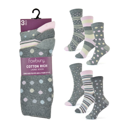 RJM Ladies Spot / Stripe Design Socks