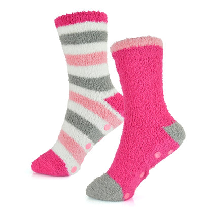 RJM Ladies Stripe Cosy Socks With Gripper