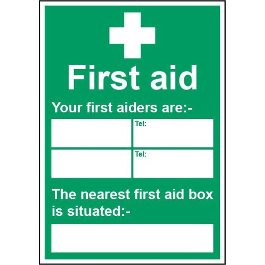 Smiths Architectural Your First Aiders Sign