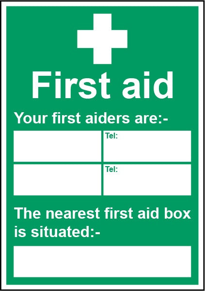 Smiths Architectural Your First Aiders Sign