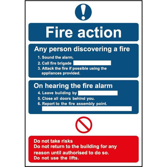 Smiths Architectural Fire Action Sign