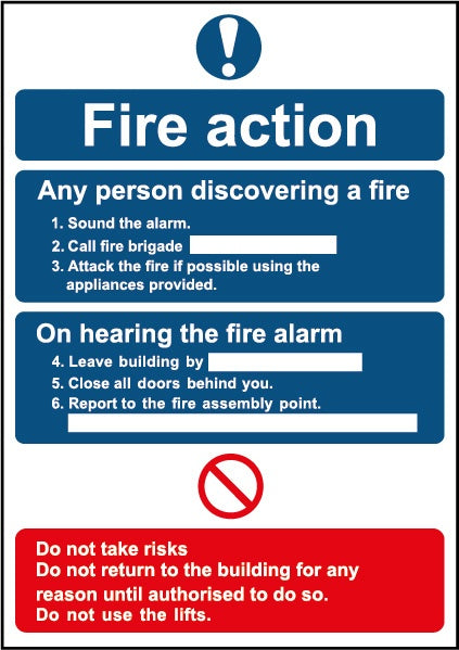 Smiths Architectural Fire Action Sign