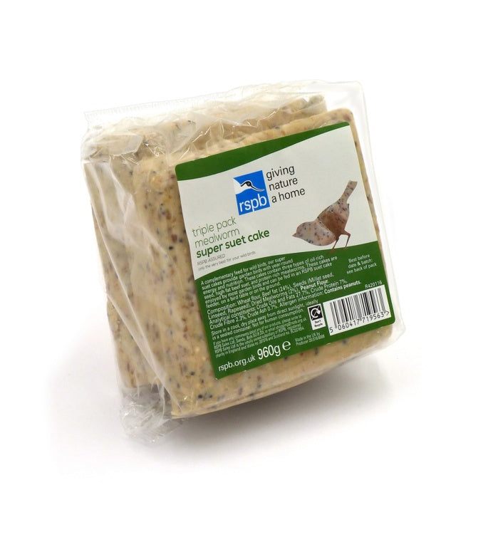 Rspb Super Suet Cake With Mealworms Pack 3