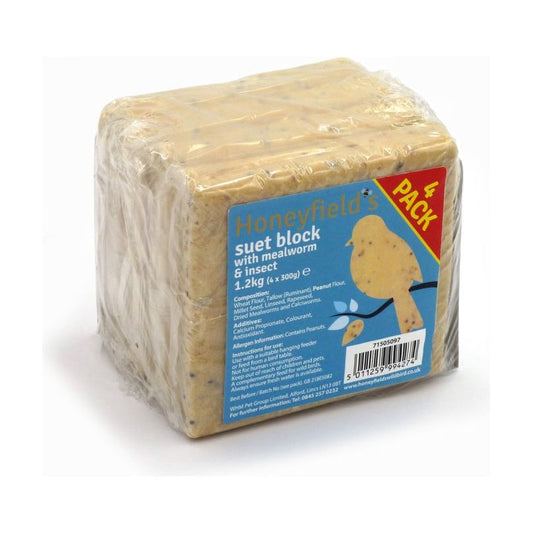 Honeyfield's Suet Block with Mealworm Pack 4