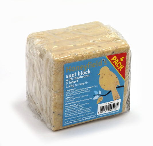 Honeyfield's Suet Block with Mealworm Pack 4