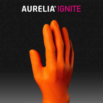 Aurelia Ignite Heavy Duty Orange Powder Free Nitrile Gloves