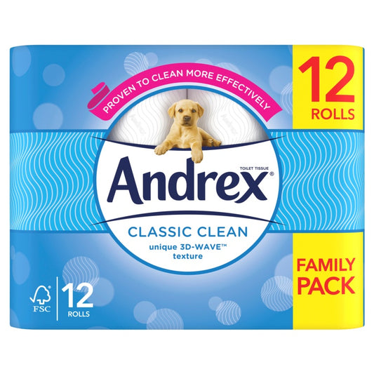 Rollo de papel higiénico Andrex Classic Clean White