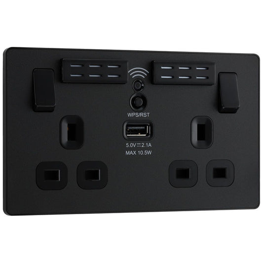BG 13a 2g Plastic Switched Socket With Wifi & USB