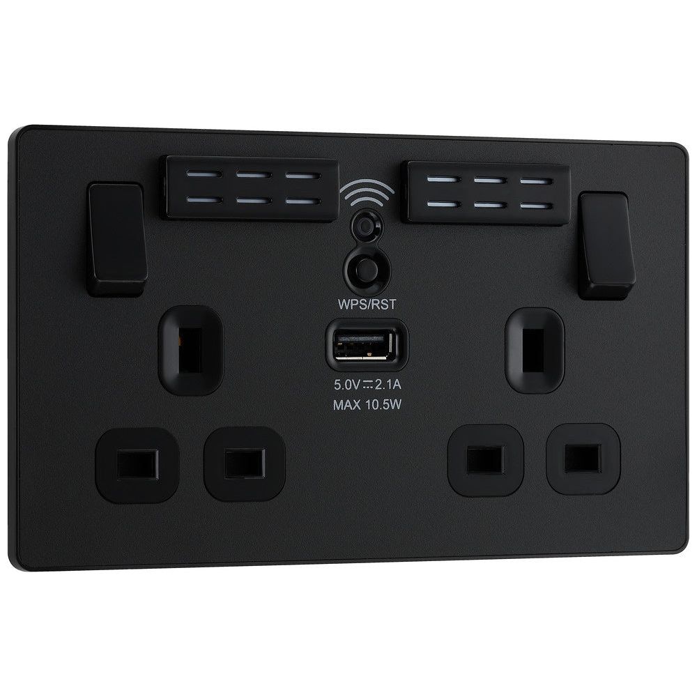 BG 13a 2g Plastic Switched Socket With Wifi & USB