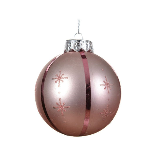 Kaemingk Shatterproof Matt Bauble With Snowflake 8cm