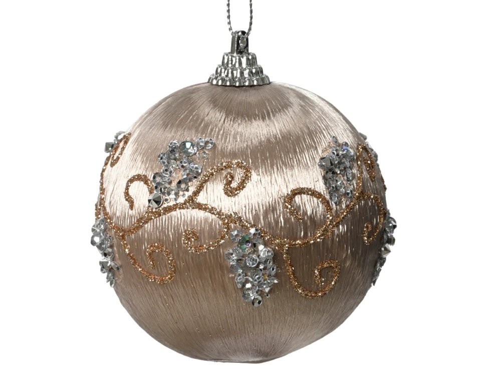 Kaemingk Fabric Leaf Bauble With Diamonds 8cm