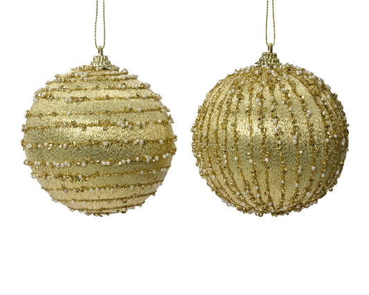 Kaemingk Foam Bauble With Glitter Lines 8cm