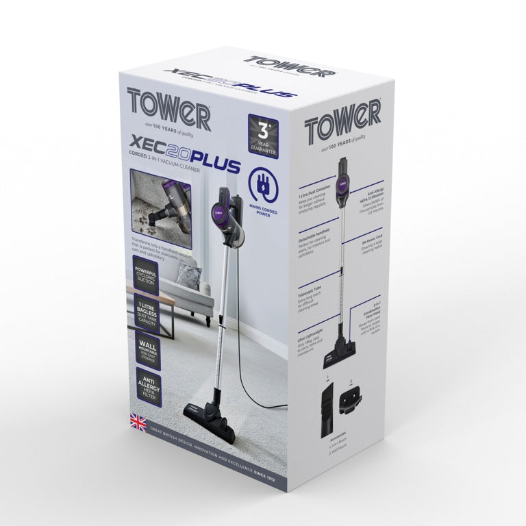 Aspirateur à perche filaire Tower XEC20 Plus 3 en 1