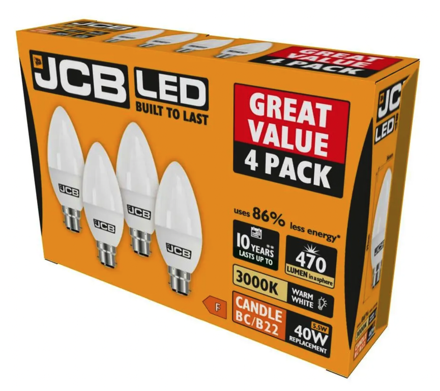 JCB Candle BC 3000k B22 Warm White