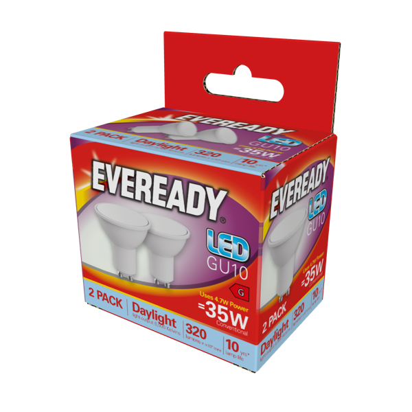 Eveready LED GU10 6500k Lumière du Jour Pack 2