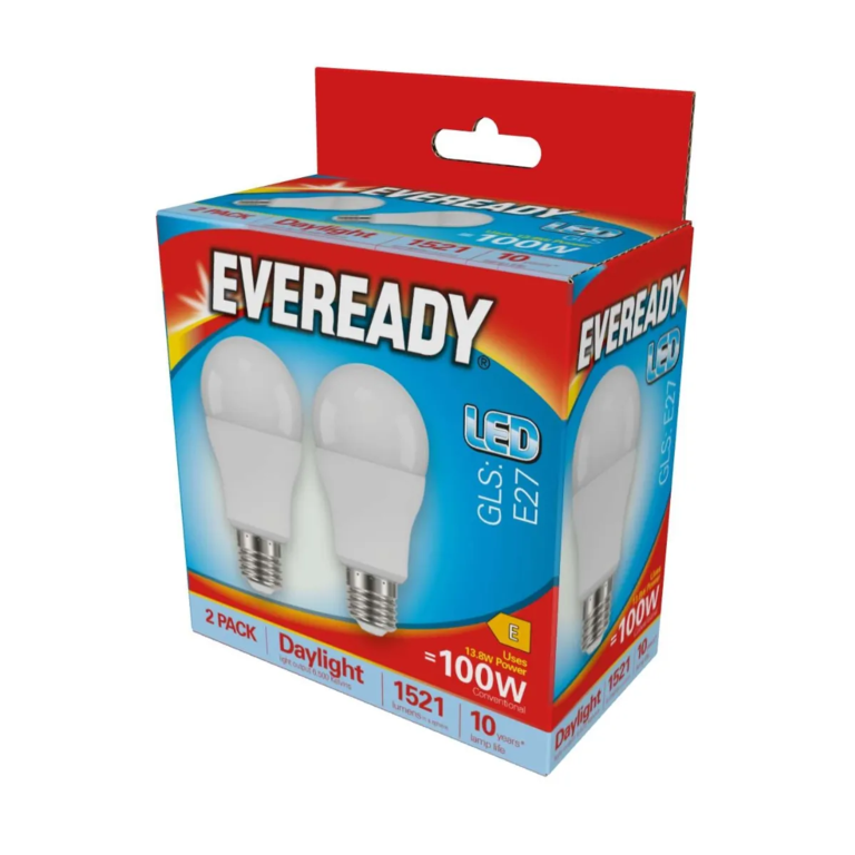 Eveready LED GLS ES E27 6500k Daylight Pack 2