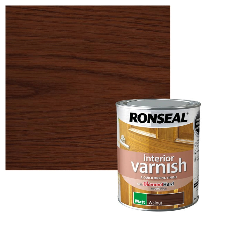 Ronseal Interior Varnish Matt 750ml Walnut