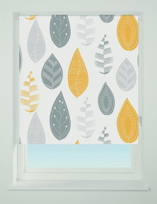 Universal Pattern Blackout Roller Blind Leaf Yellow