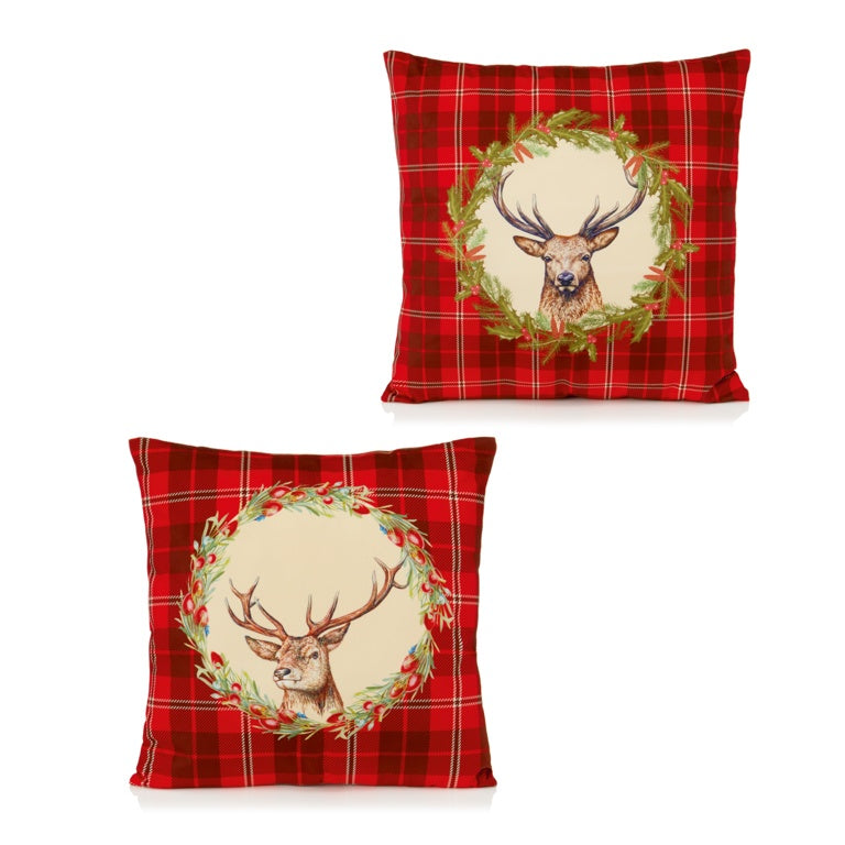 Premier Red Tartan Deer Cushion