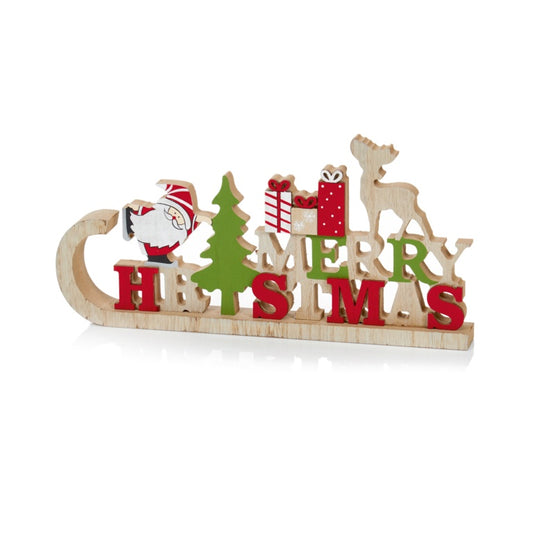 Premier Wooden Merry Christmas Table Decoration