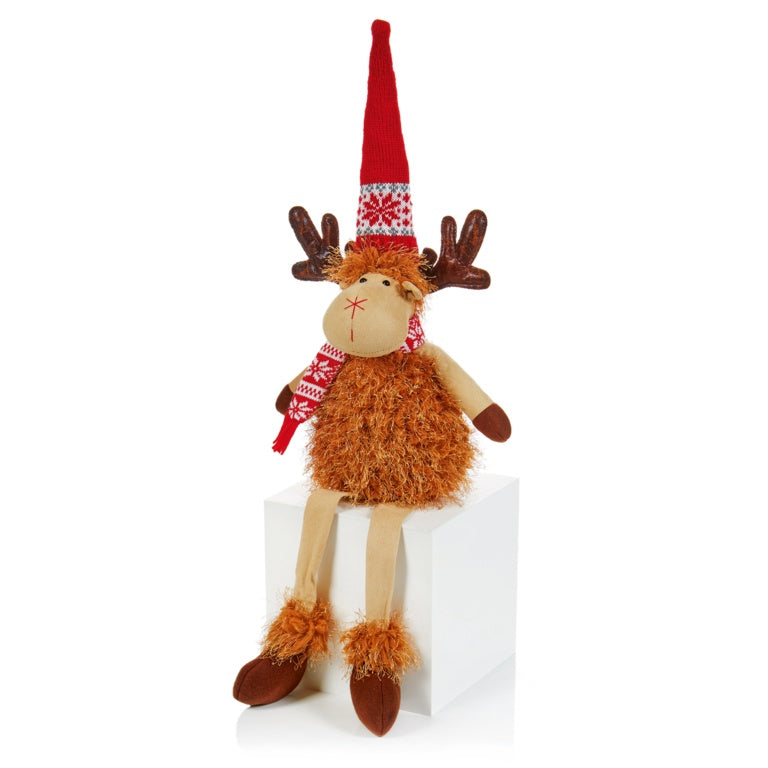 Premier Fluffy Deer With Dangly Legs & Plush Hat