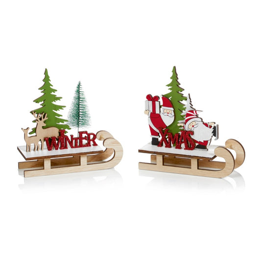 Premier Wooden Sled Winter Scene Decoration