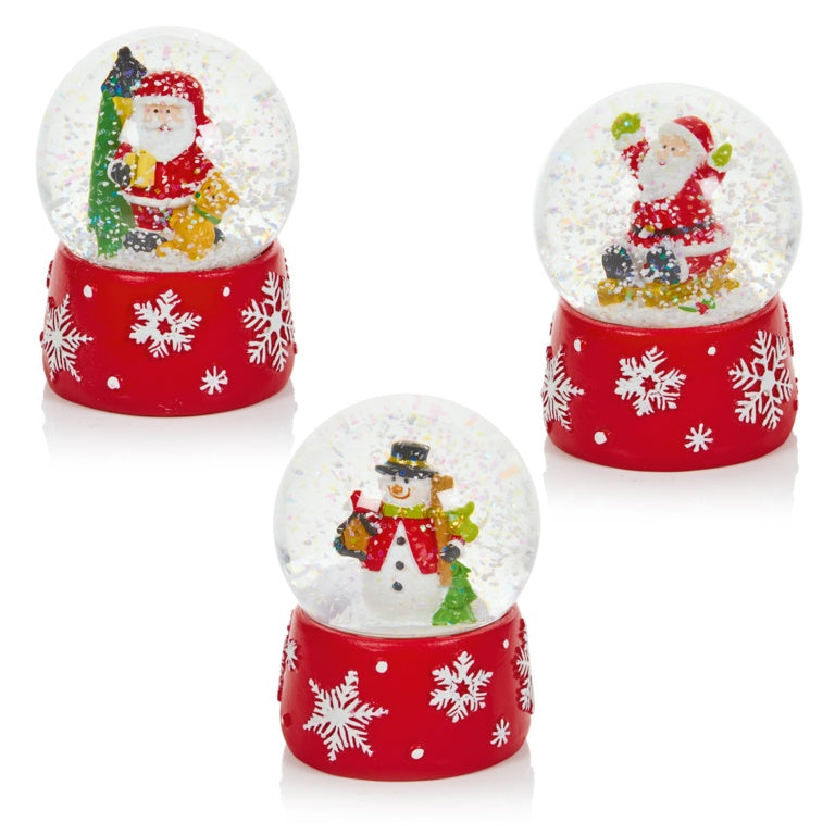 Premier Santa & Snowman Snowflake Waterglobes