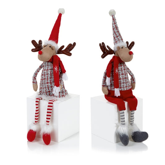 Premier Red & Grey Deer With Dangly Legs