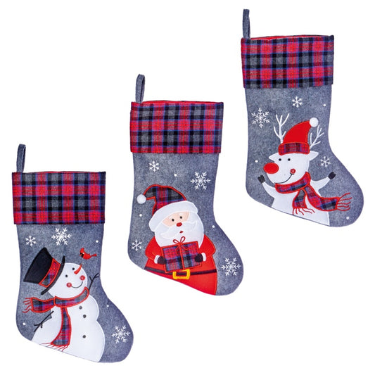 Premier Grey Tartan Character Stocking