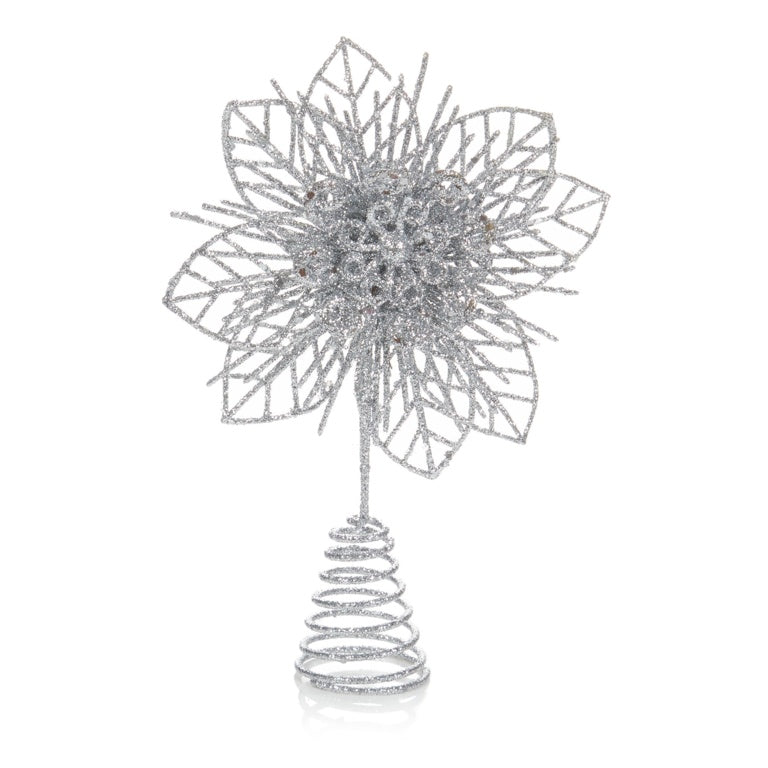 Premier Silver Glitter Flower Tree Topper