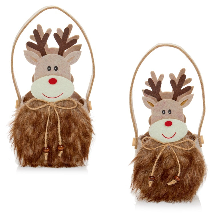 Premier Brown Fluffy Reindeer Felt Bag