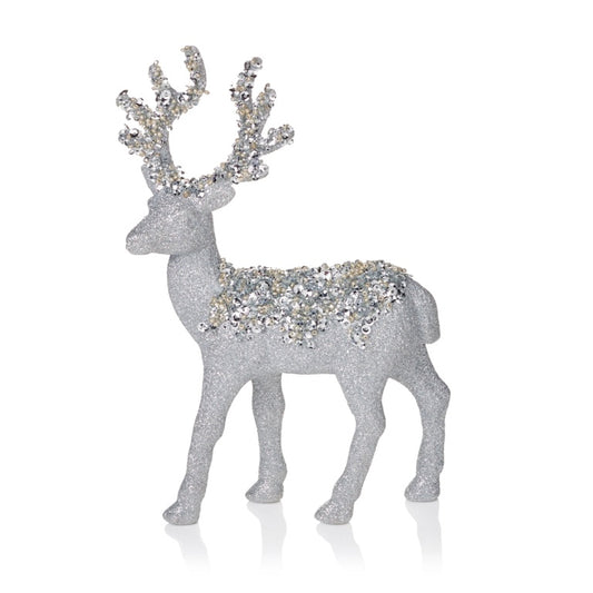 Premier Silver Glitter Reindeer Ornament