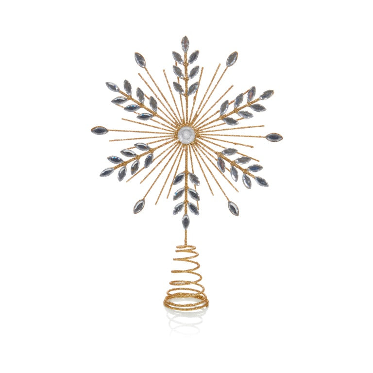 Premier Champagne Gold Wire Snowflake Tree Topper