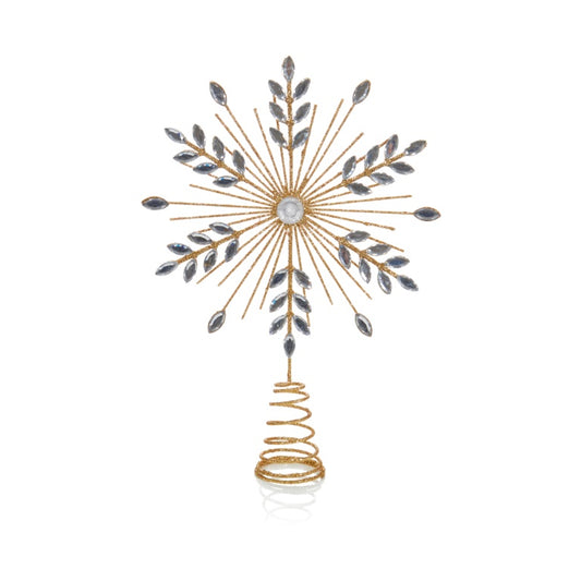 Premier Champagne Gold Wire Snowflake Tree Topper