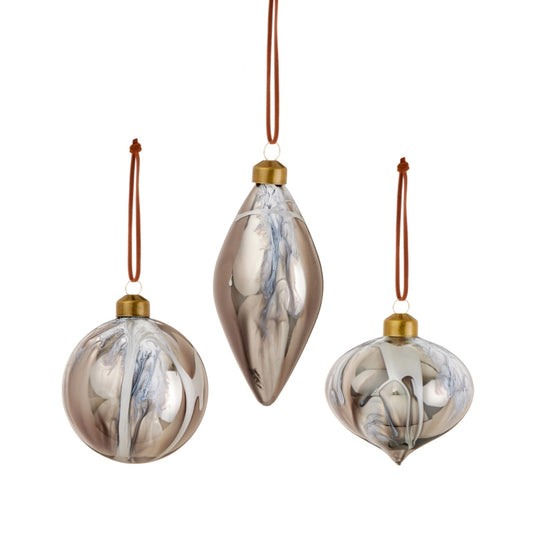 Premier Grey Marble Glass Shaped Bauble