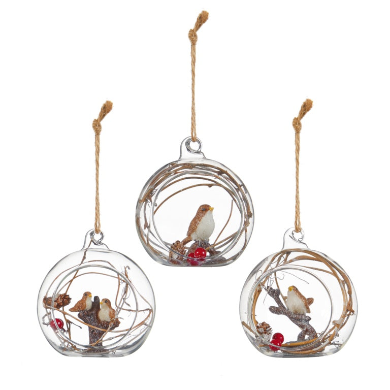 Premier Clear Glass Open Birds With Berries