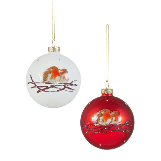 Premier Robins On Branch Bauble