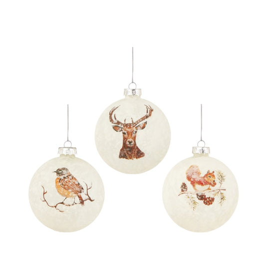 Premier Frosted Woodland Animals Bauble